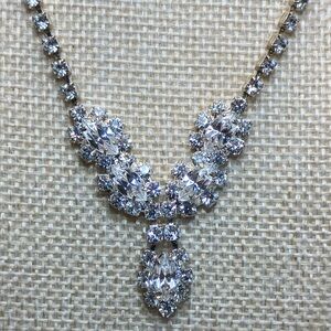 Vintage Rhinestone Choker Necklace with Hook Clasp 15” EUC Flawless